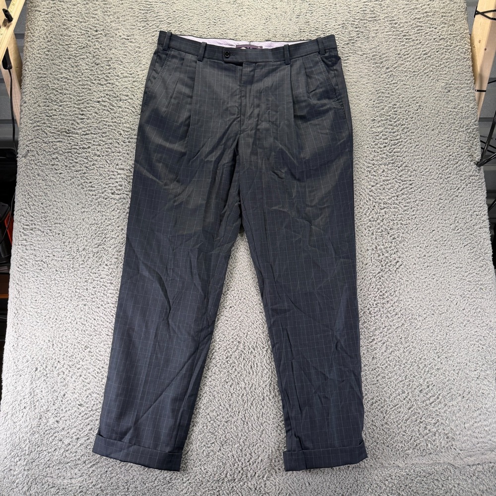 Aristo18 Aberdeen Pant Men 38x32 Blue Wool Dress Straight Business Office Career